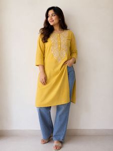 Utsa westside mustard/yellow Embroidered Kurta