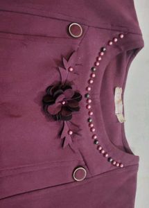 Maroon Knee Length Dress