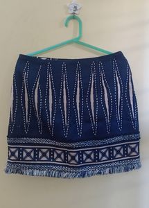Blue Boho Printed Mini Skirt.