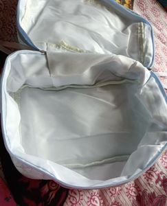 Light Blue Quilted Makeup Bag