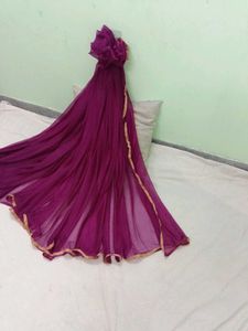 Elegant Purple saree with blouse material