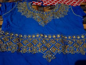 festive beautiful bright blue gown