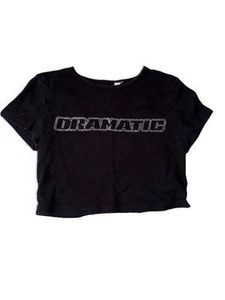 Black "DRAMATIC" Rhinestone Crop Top
