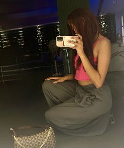 pink crop top