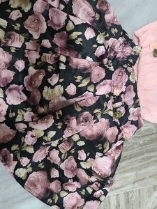 Cute Pink Top &amp; Floral Skirt Set