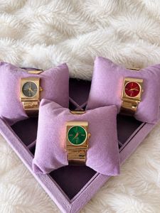 red Vintage Gold Tone Quartz Watch
