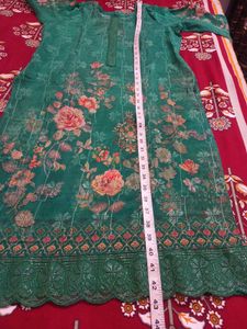 Green Floral Print Kurta with dupatta
