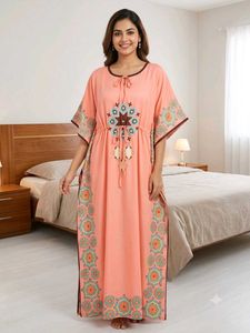 aComfortable Peach Kaftan dress