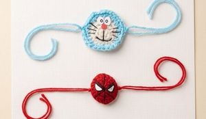 Handmade Crochet Doraemon & Spiderman rakhi