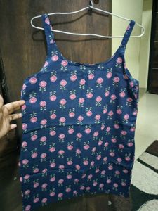 Blue Floral Print short kurti