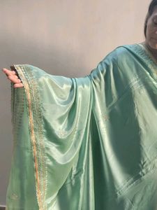 Sea Green Saree with Delicate Lace