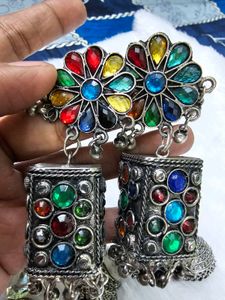Boho Ethnic Jhumka Earrings &amp; Bangle Set