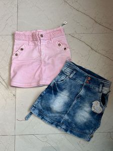 Cute Denim & Pink Skirts (2 pcs)