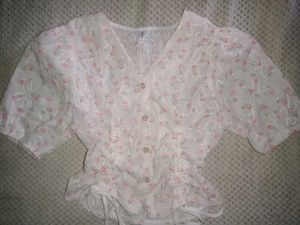 Sheer Floral Puff Sleeve Blouse