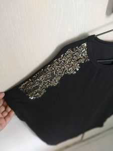 black sparkle hand top