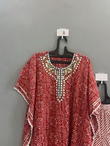 Red Printed Kaftan Set (L)