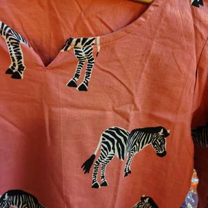 Pink Zebra Print Short Kurti
