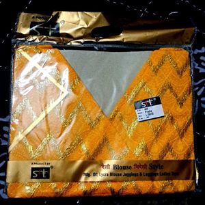 Vibrant Yellow Golden Blouse with Beauti