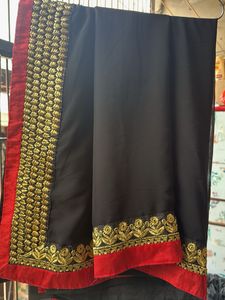 Elegant Black Saree with Gold Embroidery