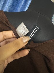 Brown Ruched Tie-Front Long Sleeve Top