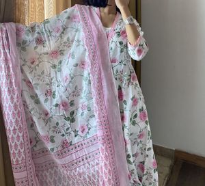 Floral Print Kurta with Dupatta