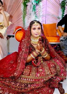 Stunning maroon Bridal Lehenga with double dupatta