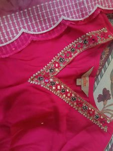 Anouk Pink Ethnic Motifs Yoke Design Thread Work S