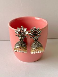 Golden Oxidised Jhumka