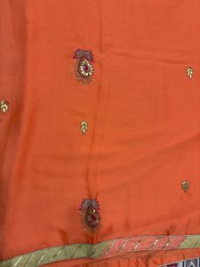 Orange Embroidered Saree