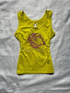 Yellow Tank Top with Floral Design
