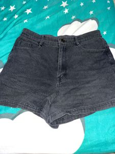 Women's Black Denim Shorts