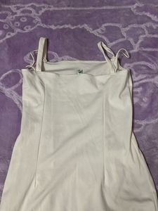 Newme White Bodycon Slit Maxi Dress