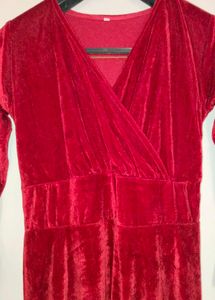 Elegant Red Velvet Dress