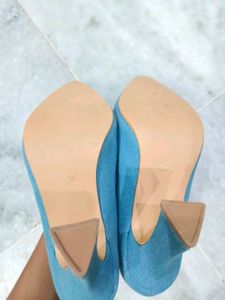 unused Blue Denim High Heels