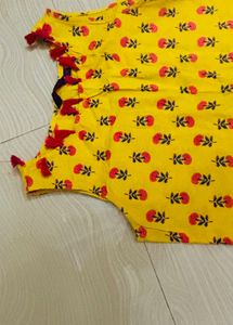 Vibrant Yellow Floral Print Kurta