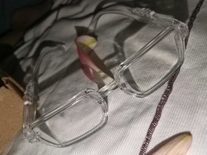 Clear Square Sunglasses with Cat Detail