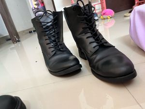 Black Lace-Up Ankle Boots
