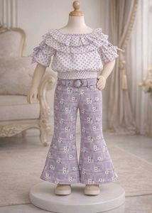 Girls' Lavender Floral Two-Piece Set