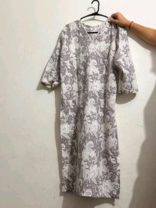 Grey Paisley Print Kurta