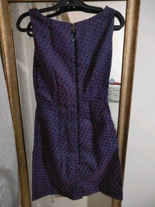 Navy &amp; Pink Patterned Jacquard Dress