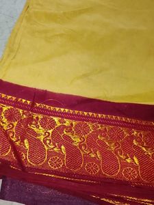 Beautiful Yellow Saree with Red Border