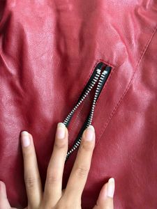 Red Leather Moto Jacket