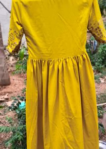 Yellow Kurta with Printed Sleeves