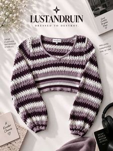 CROPPED STRIPED KNIT SWEATER
