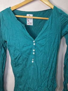 Teal Long Sleeve Henley Top