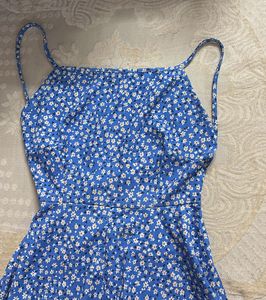 SALE - women fit and flare blue midi dress - S