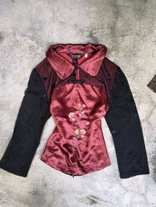 Elegant Embroidered Satin Blouse