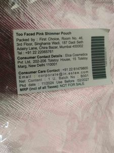 Too Faced Pink Shimmer Pouch ❤️