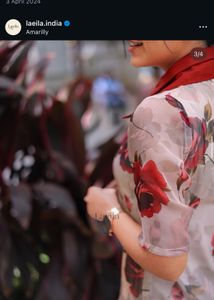Red Rose Printed organza kurti