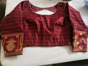 Elegant Maroon Silk Saree with Stiched Blouse